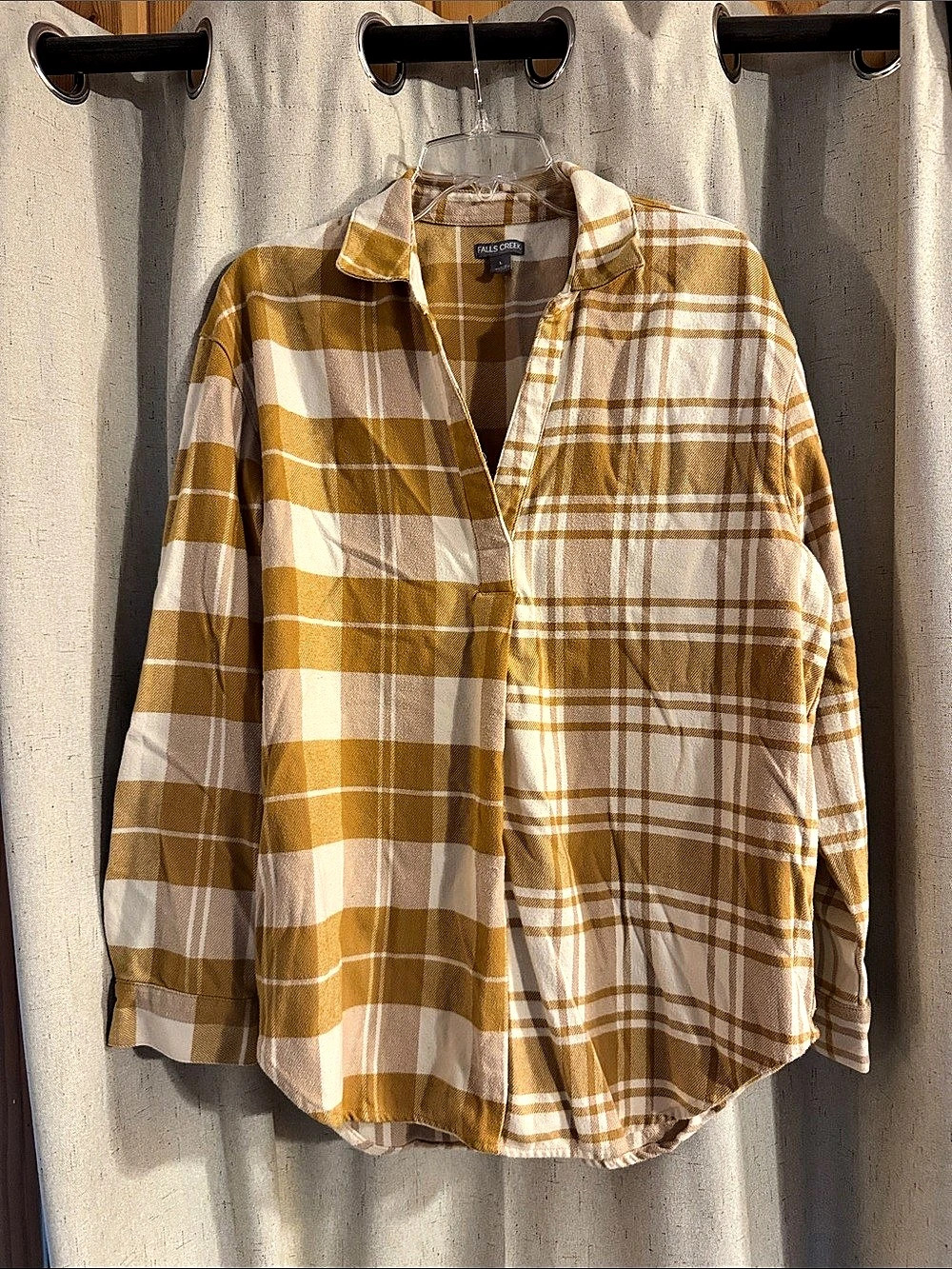 Falls Creek Plaid Button Down Shirt in Brown & Yellow Large